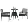 vidaXL Garten Essgruppe 3 pcs Schwarz Poly-Rattan