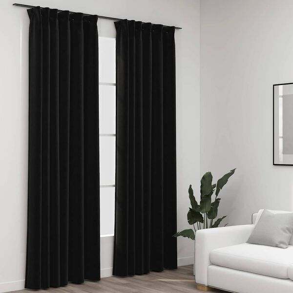 vidaXL Verdunkelungsvorh&auml;nge mit Haken Leinenoptik 2 Stk. 140x245 cm