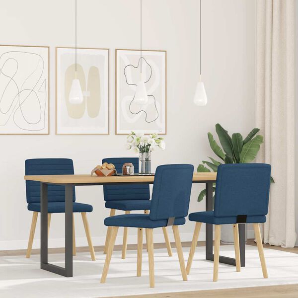 vidaXL Esszimmerst&uuml;hle 4 Stk. Blau Stoff
