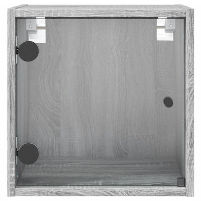vidaXL Nachttische mit Glastüren 2 Stk. Grau Sonoma 35x37x35 cm