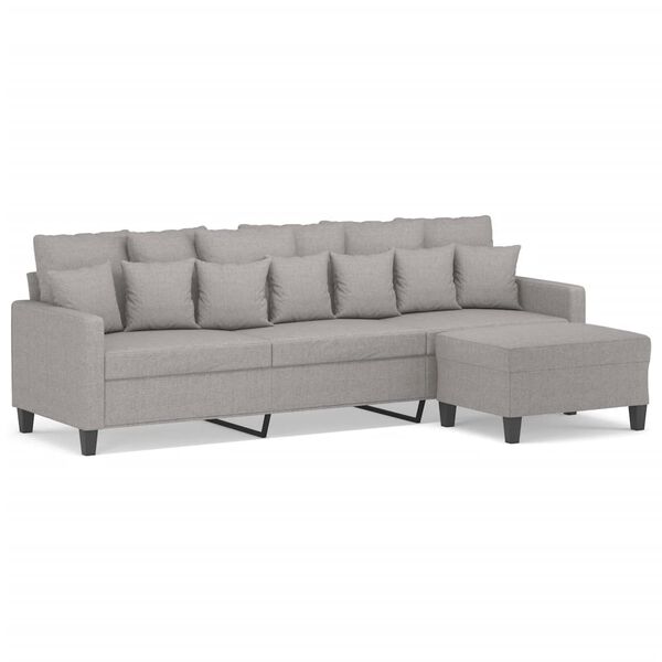 vidaXL 3-Sitzer-Sofa mit Hocker Hellgrau 210 cm Stoff