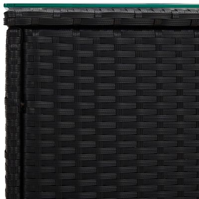 vidaXL Beistelltisch Schwarz 40x37x40,5 cm Poly Rattan und Hartglas