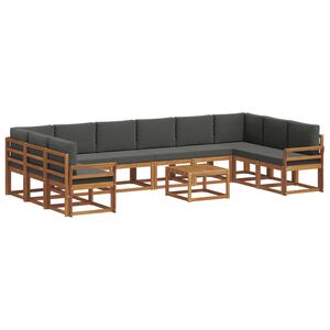 vidaXL Outdoor-Sofagarnitur mit Kissen 11 pcs Natur und Anthrazit