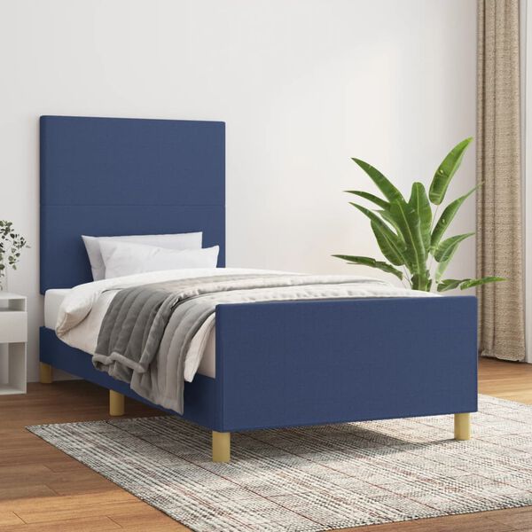 vidaXL Bettgestell ohne Matratze Blau 90x200 cm Stoff
