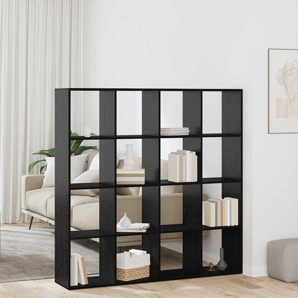 vidaXL B&uuml;cherregal Schwarz Eichen-Optik 137,5 x 29 x 137,5 cm