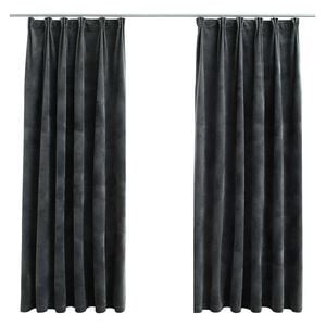 vidaXL Verdunkelungsvorh&auml;nge mit Haken 2 Stk. Samt Anthrazit 140x175cm