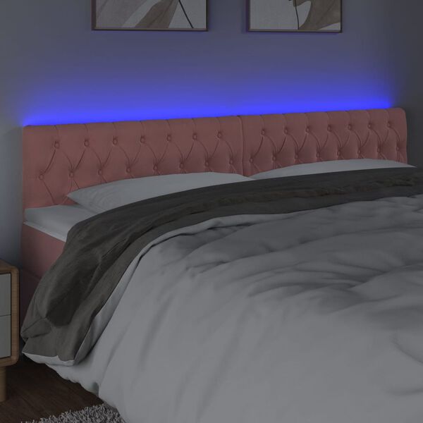 vidaXL LED Kopfteil Rosa 180x7x78/88 cm Samt