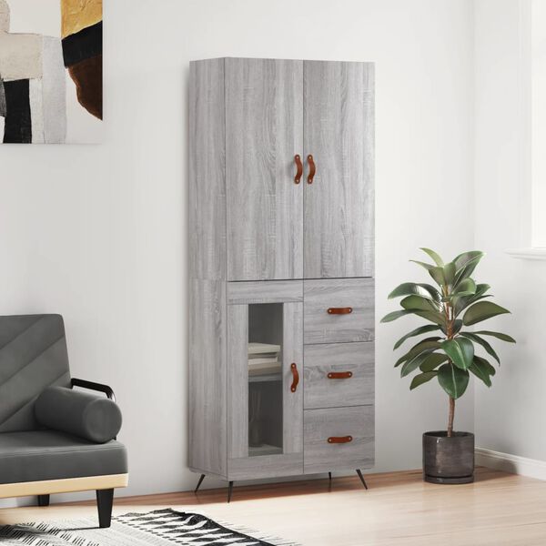 vidaXL Highboard Grau Sonoma 69,5x34x180 cm Holzwerkstoff