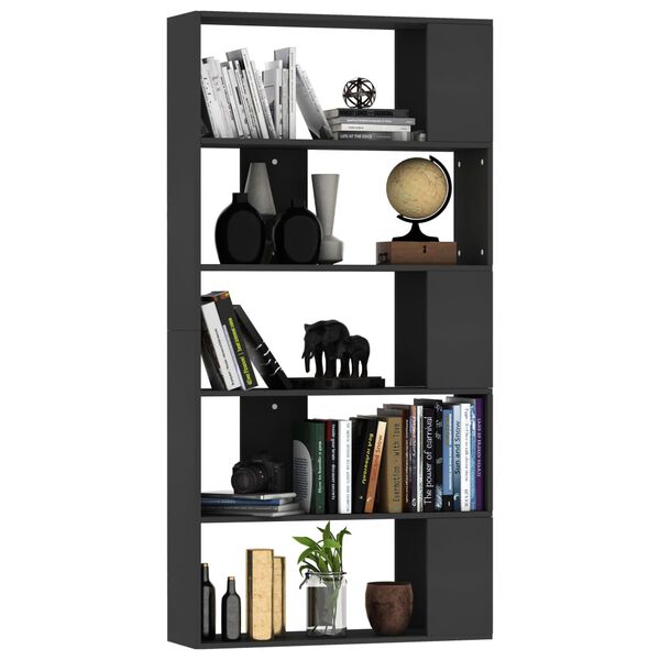 vidaXL B&uuml;cherregal/Raumteiler Schwarz 80x24x159 cm Holzwerkstoff