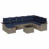 vidaXL Gartensofa-set mit Kissen 9 pcs Grau und Marineblau Poly-Rattan
