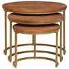 vidaXL Nesting-Couchtische 3 pcs Honigbraun Massivholz Mango und Stahl