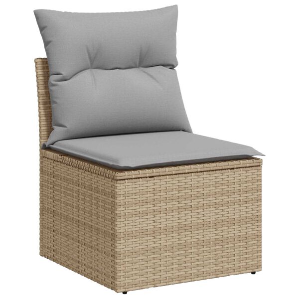vidaXL Garten-Sofa-Set mit Speicher 6 pcs Beige Poly Rattan