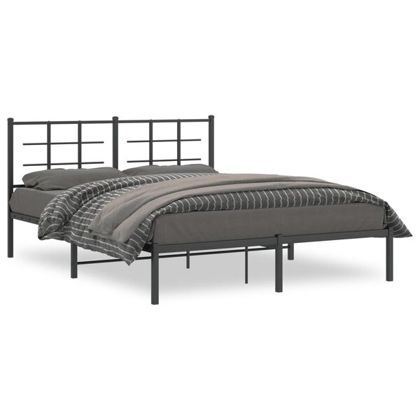 vidaXL Bettgestell mit Kopfteil Metall Schwarz 160x200 cm