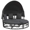 vidaXL Outdoor-Loungebett mit Dach und Kissen Schwarz Poly Rattan