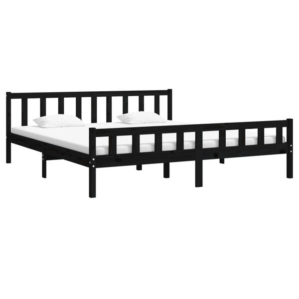 vidaXL Massivholzbett Schwarz 160x200 cm