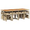 vidaXL 13-tlg. Garten-Essgruppe mit Kissen Beige Poly Rattan