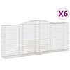 vidaXL Gabionen mit Hochbogen 6 Stk. 400x50x160/180cm Verzinktes Eisen