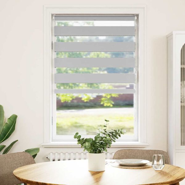 vidaXL Doppelrollo Hellgrau 80x150 cm Stoffbreite 75,9 cm Polyester