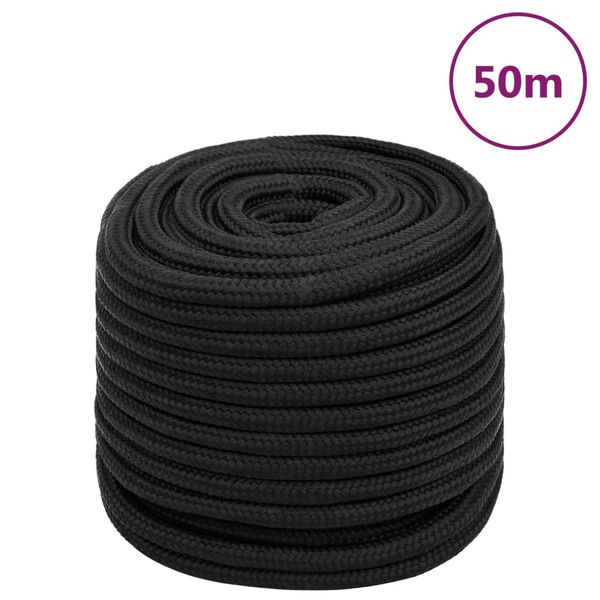 vidaXL Bootsseil Schwarz 16 mm 50 m Polypropylen