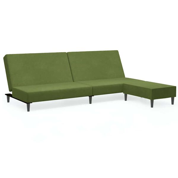 vidaXL Schlafsofa 2-Sitzer mit Fu&szlig;hocker Hellgr&uuml;n Samt