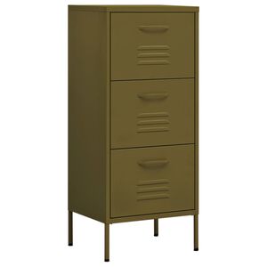 vidaXL Beistellschrank Olivgr&uuml;n 42,5x35x101,5 cm Stahl