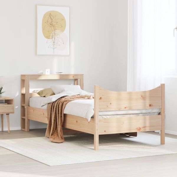 vidaXL Massivholzbett mit Kopfteil 90x190 cm Kiefer