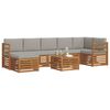 vidaXL Ecksofa Set 8 pcs Nat&uuml;rlich und Hellgrau Massivholz Akazie