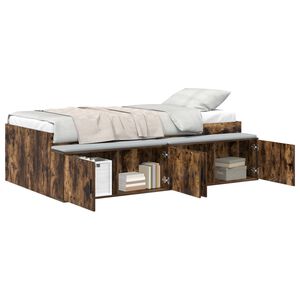 vidaXL Bettrahmen Ger&auml;ucherte Eiche 70 x 190 cm Holzwerkstoff