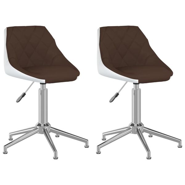 vidaXL Esszimmerst&uuml;hle 2 Stk. Drehbar Braun und Wei&szlig; Kunstleder