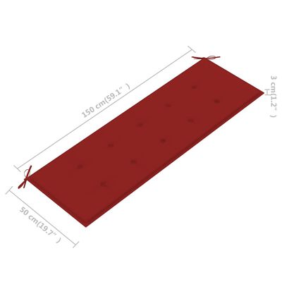 vidaXL Batavia-Gartenbank mit Roter Auflage 150 cm Massivholz Teak