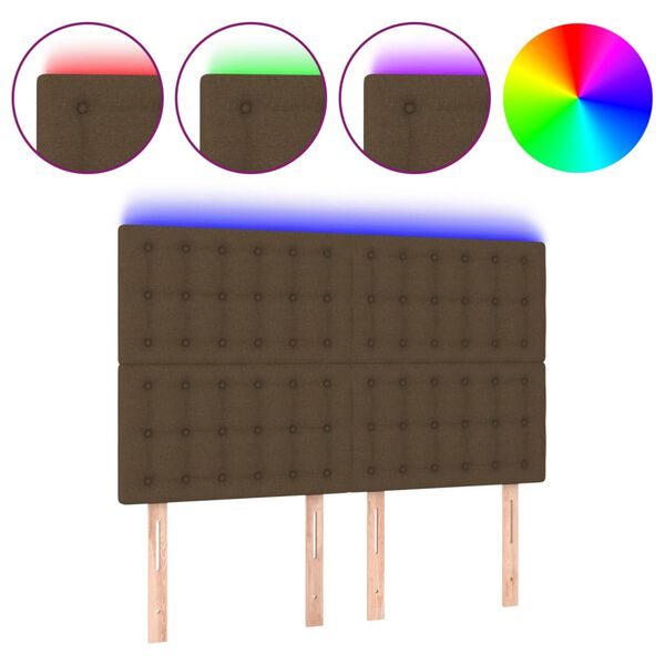 vidaXL LED Kopfteil Dunkelbraun 144x5x118/128 cm Stoff