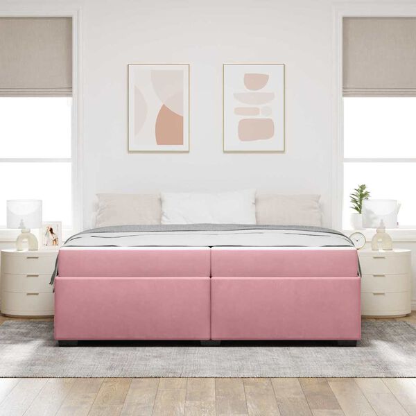 vidaXL Bettrahmen mit Matratze Rosa 200 x 200 cm Stoff