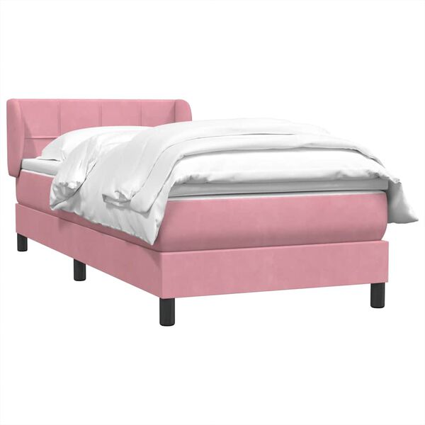 vidaXL Boxspringbett mit Matratze Rosa 80x210 cm Samt