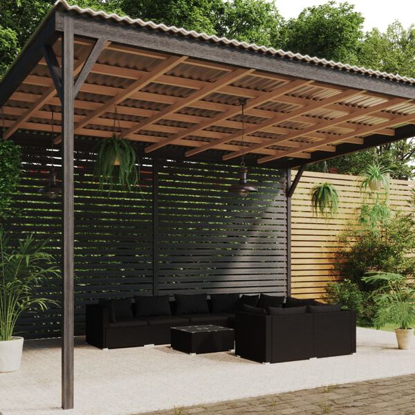 vidaXL 9-tlg. Garten-Lounge-Set mit Kissen Poly Rattan Schwarz