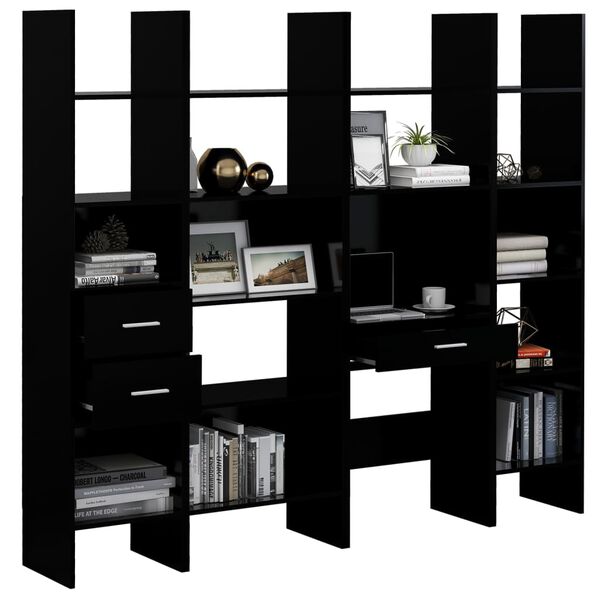 vidaXL 4-tlg. B&uuml;cherregal-Set Schwarz Holzwerkstoff
