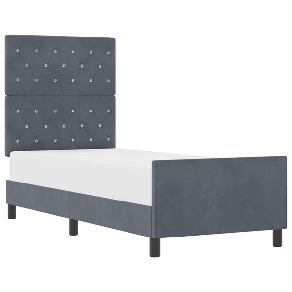 vidaXL Boxspringbett mit Kopfteil Dunkelgrau 80 x 200 cm Samt