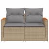 vidaXL Gartensofa mit Kissen 2-Sitzer Beige Poly Rattan