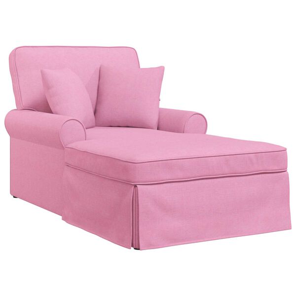 vidaXL Chaise Lounge mit Rock mit Kissen Rosa 91 x 157 x 91 cm Stoff