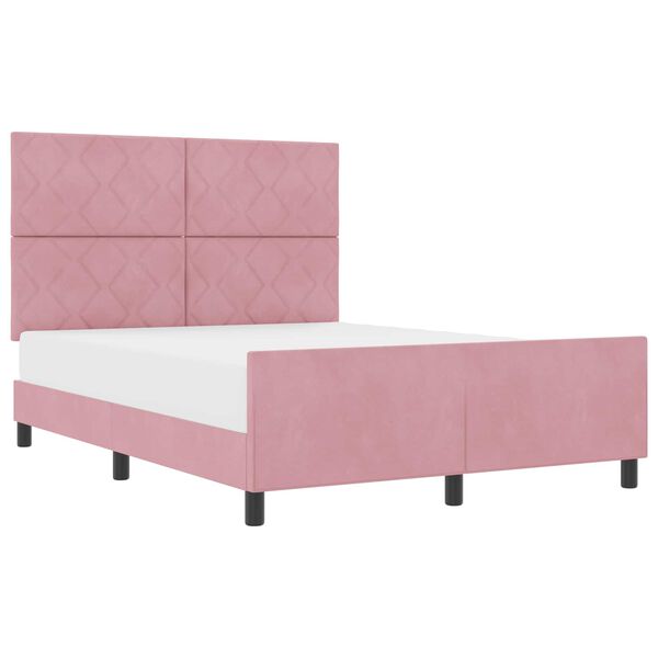 vidaXL Boxspringbett mit Kopfteil Rosa 160 x 200 cm Samt