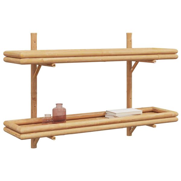 vidaXL Wandregal mit Regal Wandmontiert Braun 100 x 26 x 60 cm Bambus