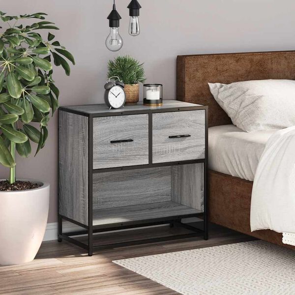 vidaXL Nachttisch Grau Sonoma 60x31x60 cm Holzwerkstoff und Metall