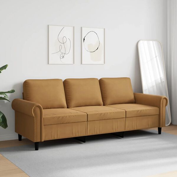 vidaXL 3-Sitzer-Sofa Braun 180 cm Samt