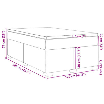 vidaXL Boxspringbett mit Matratze Dunkelgrau 120x200 cm Samt