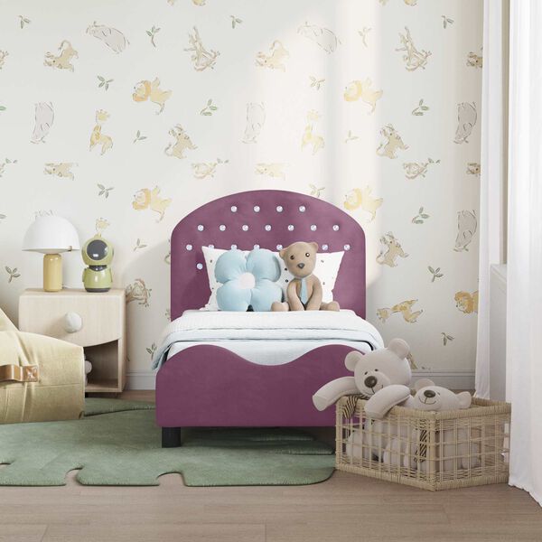 vidaXL Kinderbettgestell mit Kopfteil Lila 70 x 140 cm Samt