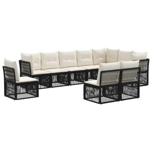 vidaXL Gartensofa-set 10 Stk. Schwarz Poly-Rattan