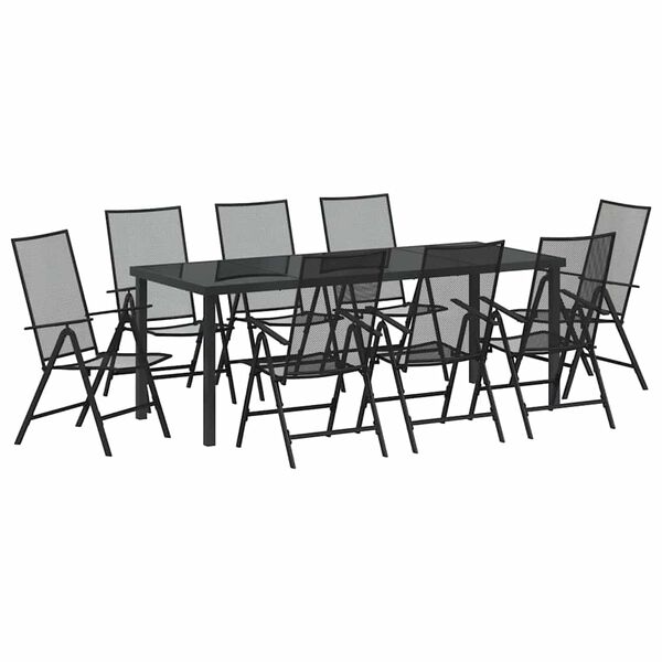 vidaXL Garten Essgruppe 9 pcs Anthrazit Pulverbeschichteter Stahl