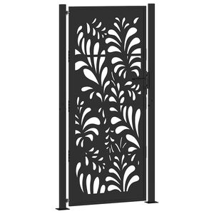 vidaXL Gartentor Schwarz 100x200 cm Stahl Wellendesign
