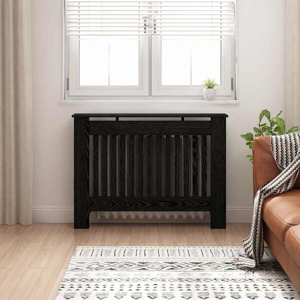 vidaXL Heizk&ouml;rperabdeckung Schwarz Eichen-Optik 112 x 19 x 81,5 cm