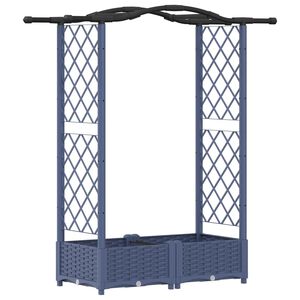 vidaXL Hochbeet mit Rankgitter und Dach Grau 124 x 40 x 123 cm PP