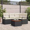 vidaXL Garten-Sofa-Set mit Kissen 5 pcs Schwarz Poly Rattan